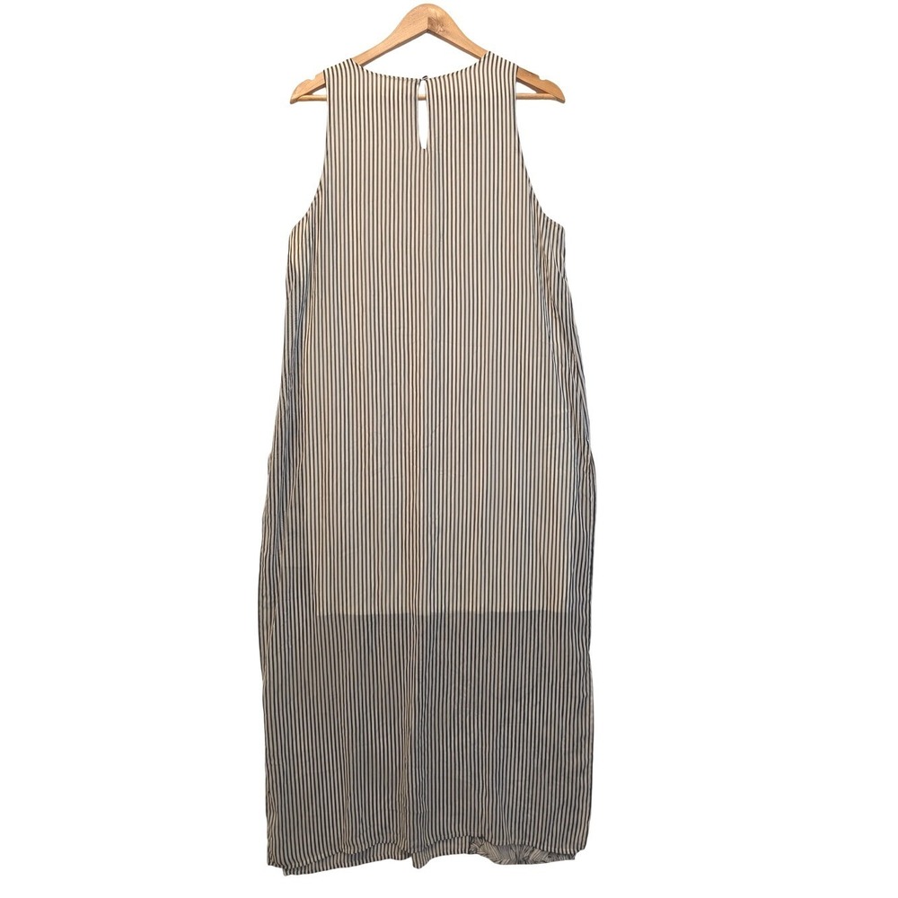 Vince Camuto Womens Striped Floral Sleeveless Maxi Dress Black White Blue Large - Picture 2 of 11